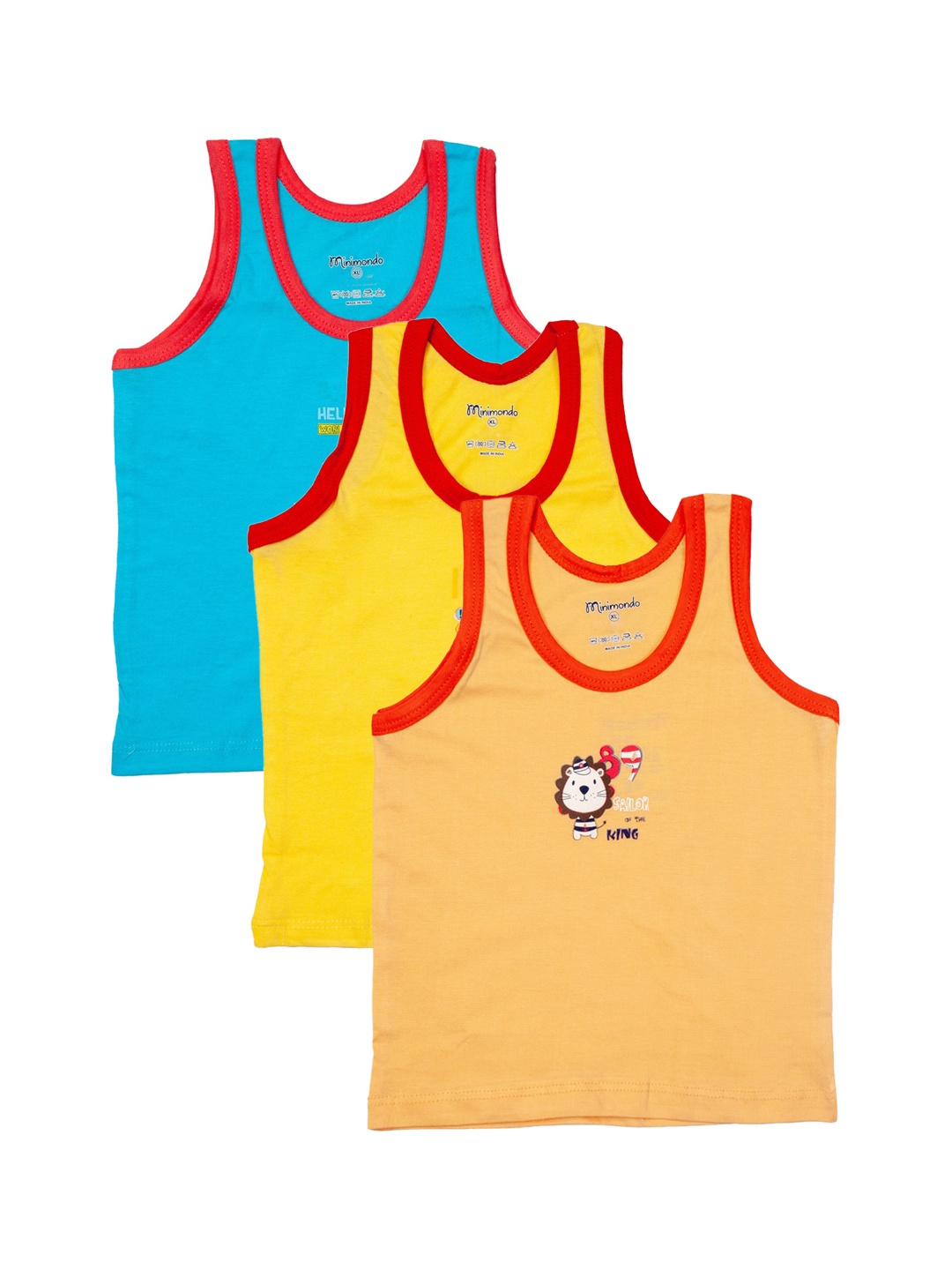 

Zoom Minimondo Infants Boys Pack Of 3 Multicoloured Solid Innerwear Vests INF.205(2)-, Blue