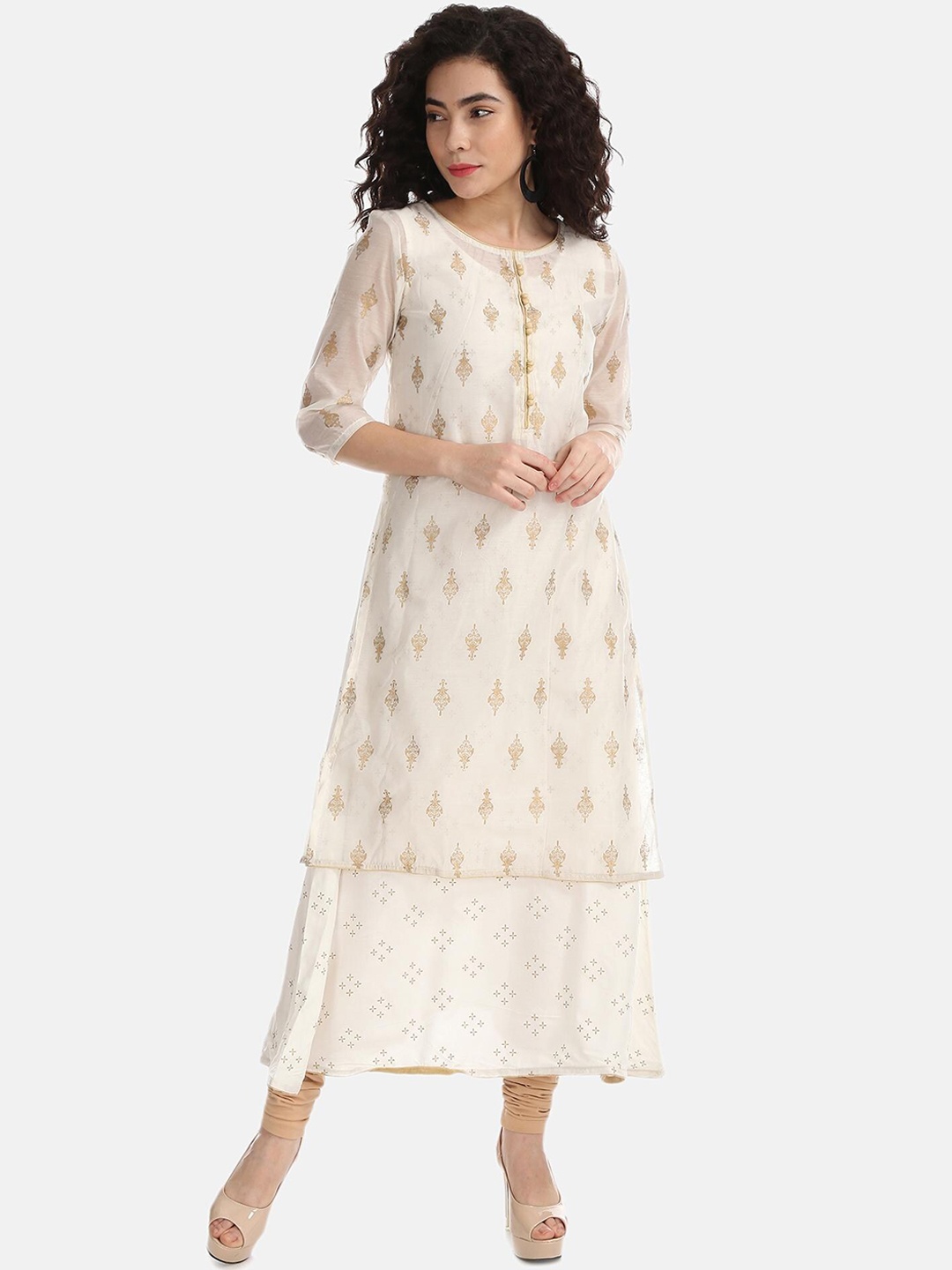 

Anahi Women Off-White Embroidered A-Line Kurta
