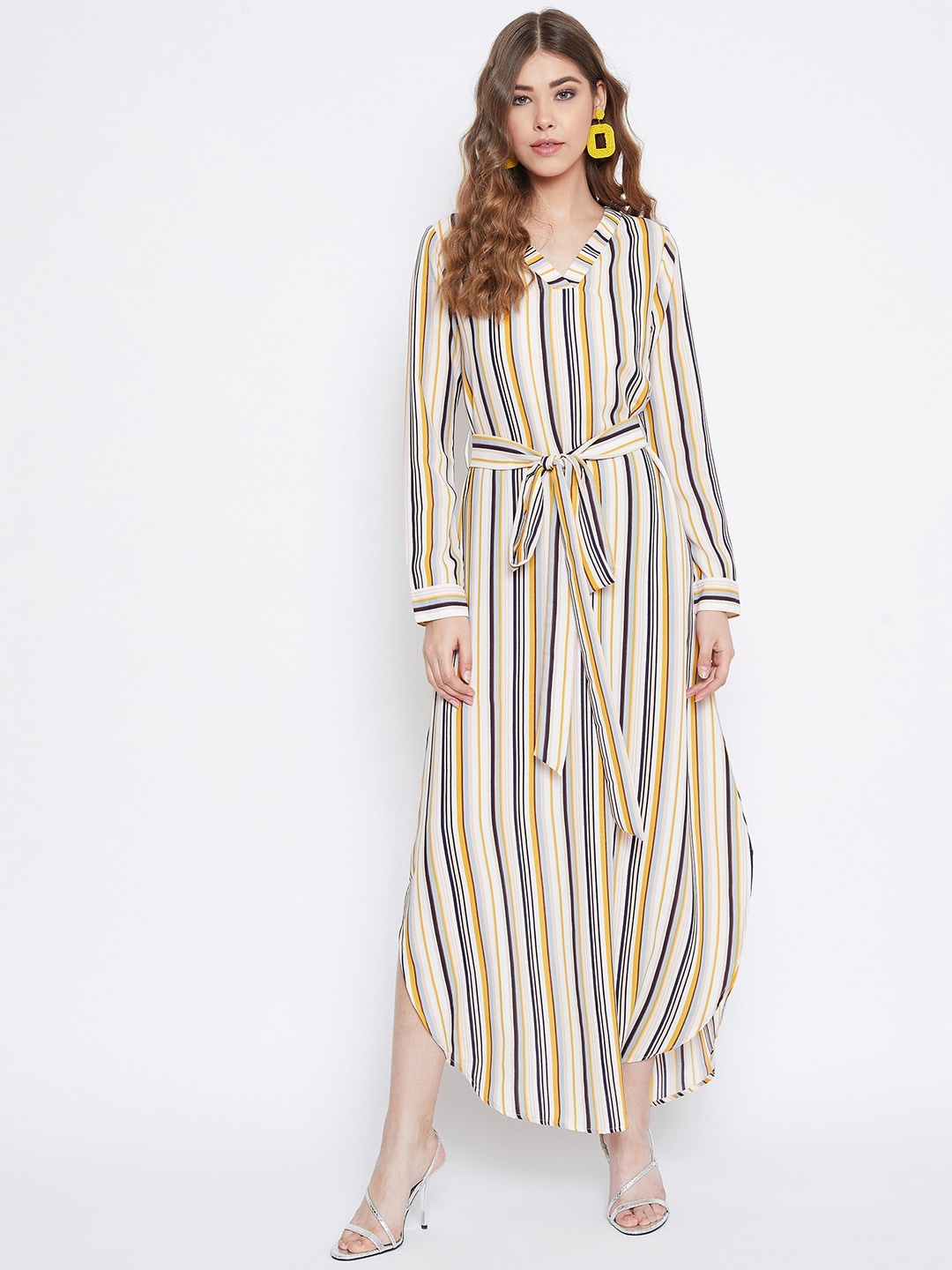 

Berrylush Women Multicoloured Striped Maxi Dress, Multi