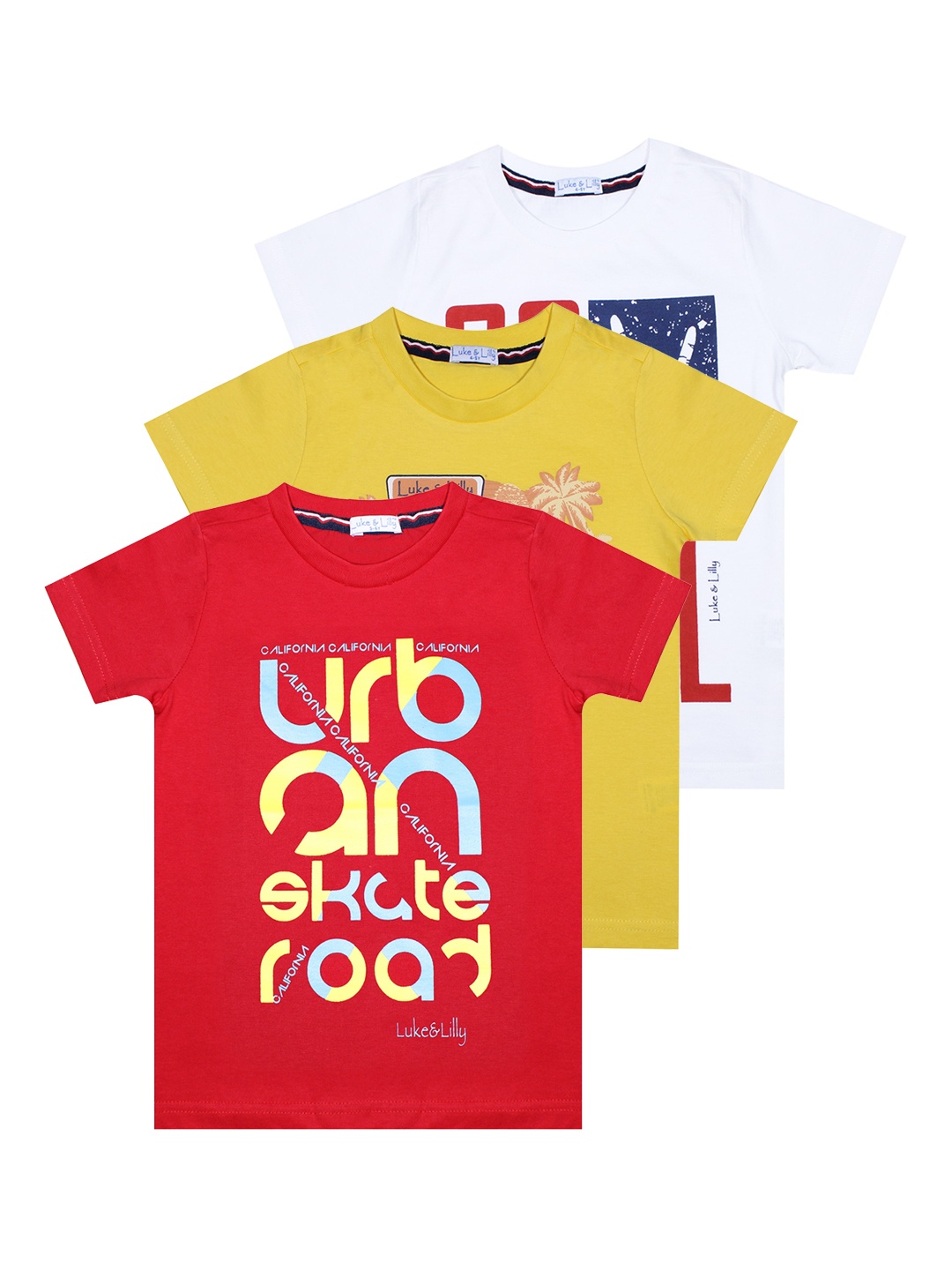 

Luke & Lilly Boys Pack of 3 Printed Round Neck T-shirts, White