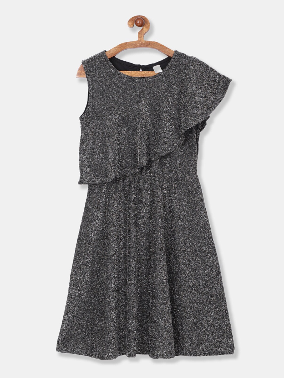 

Cherokee Girls Black Ruffled Embellished Fit and Flare Dress