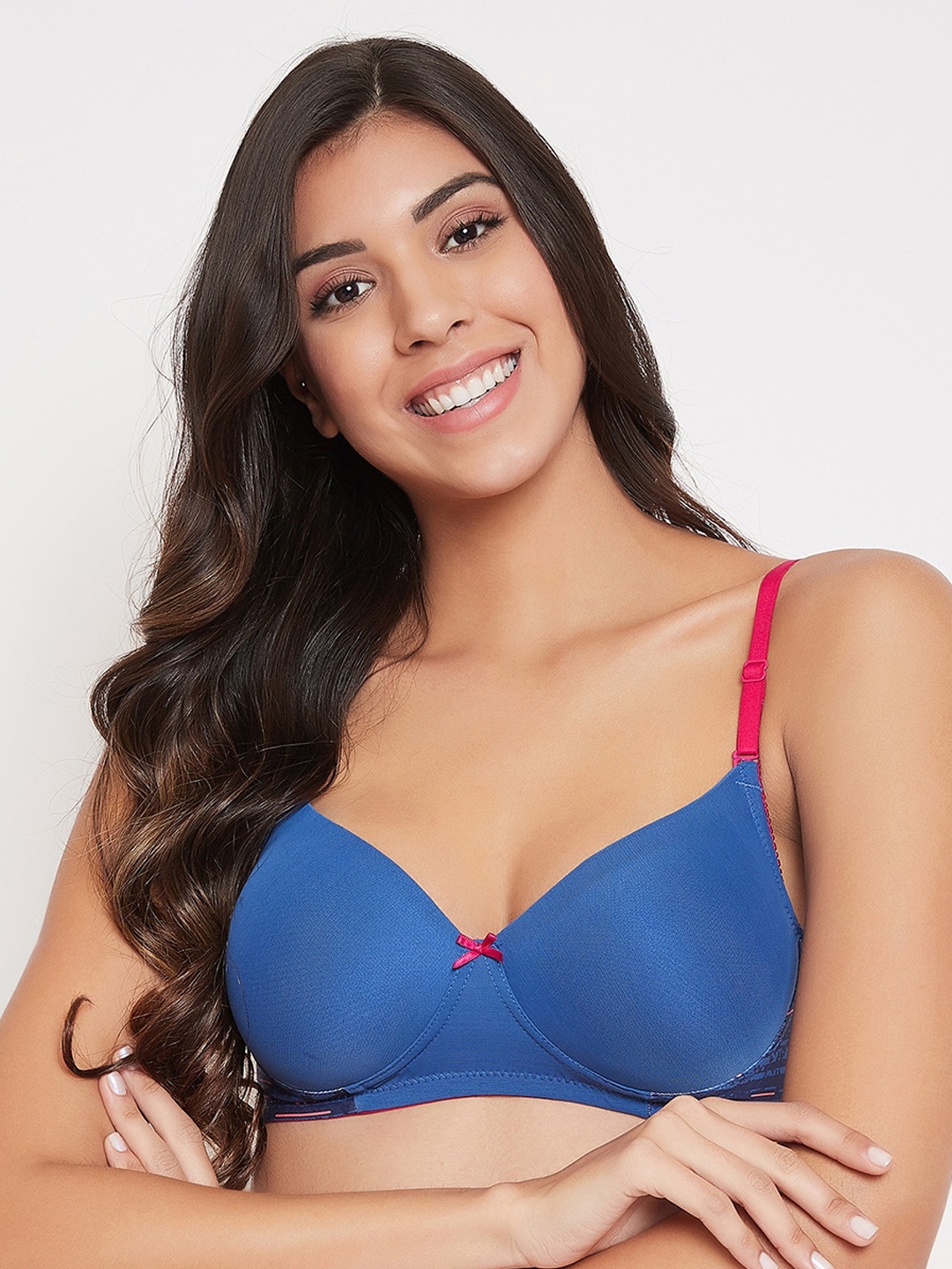 

Clovia Blue & Red Printed Non-Wired Lightly Padded T-shirt Bra
