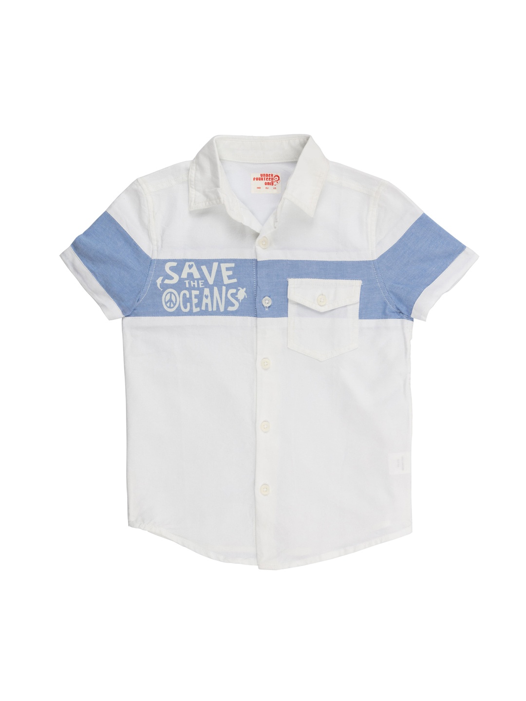 UNDER FOURTEEN ONLY Boys White Regular Fit Solid Casual Shirt