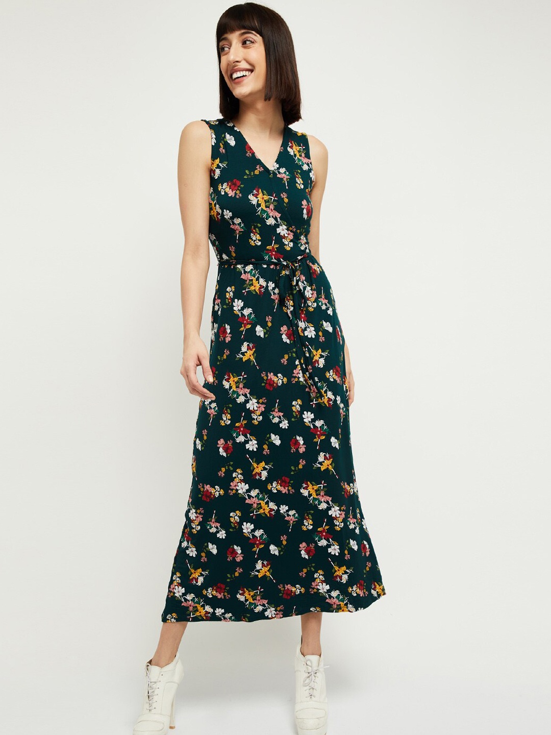 

max Women Green Printed Maxi Dress