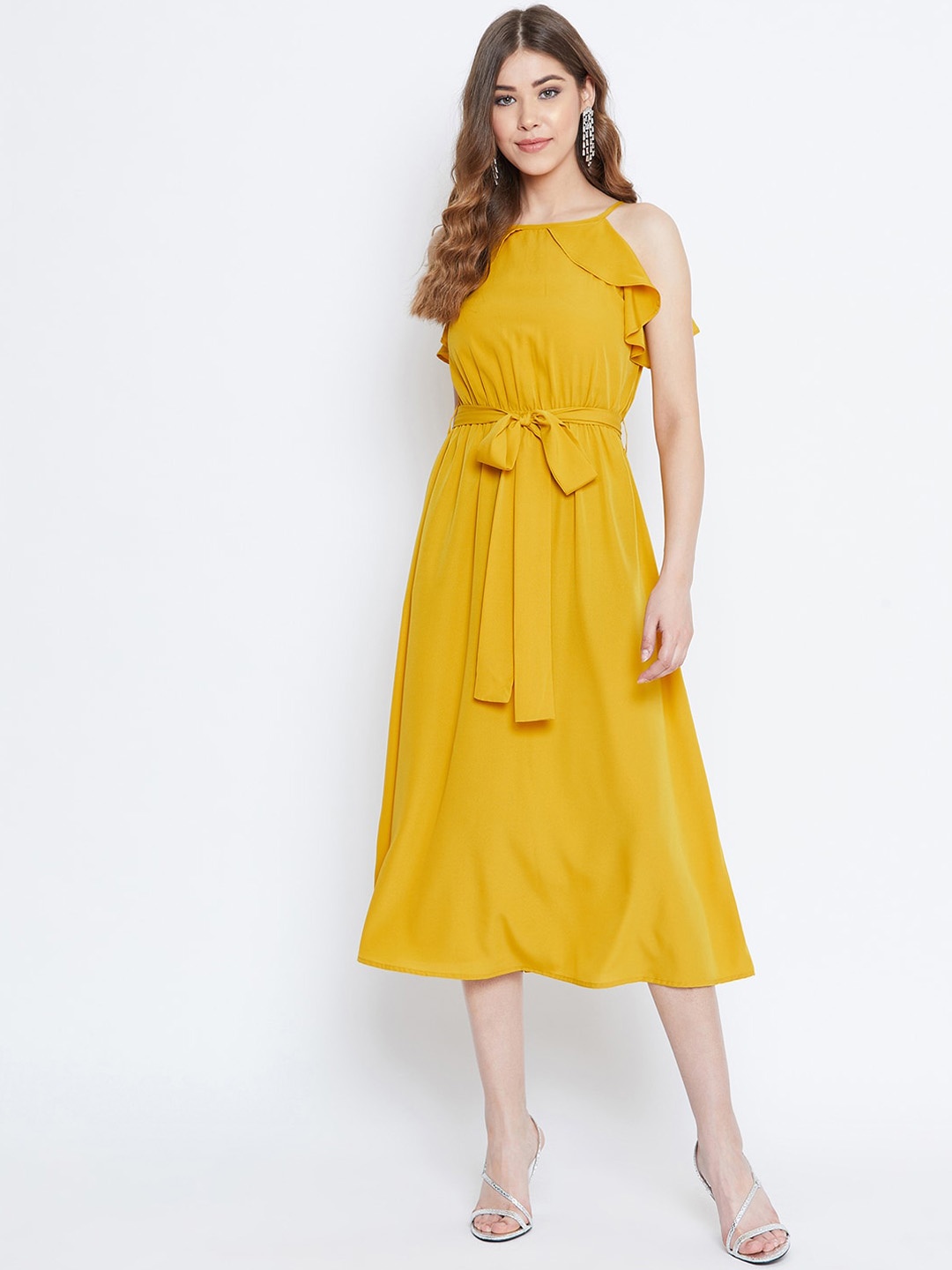 

Berrylush Women Yellow Solid Fit and Flare Dress