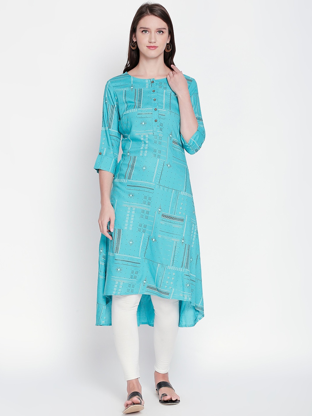 

RANGMANCH BY PANTALOONS Women Blue Printed A-Line Kurta