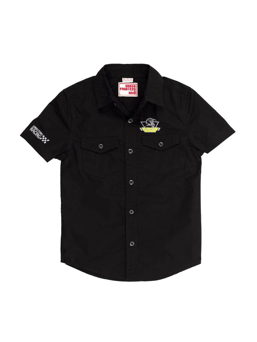 

UNDER FOURTEEN ONLY Boys Black Regular Fit Solid Casual Shirt