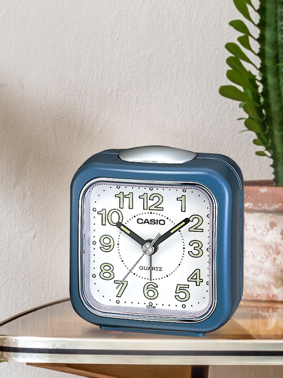 

CASIO White & Blue Square Solid Analogue Alarm Clock