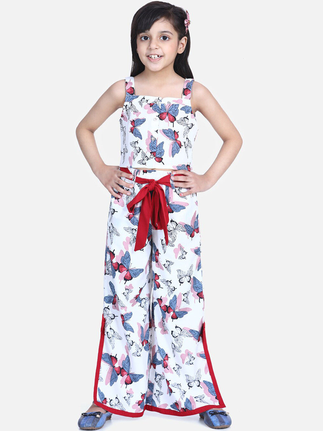 

Naughty Ninos Girls White & Blue Printed Top with Palazzos