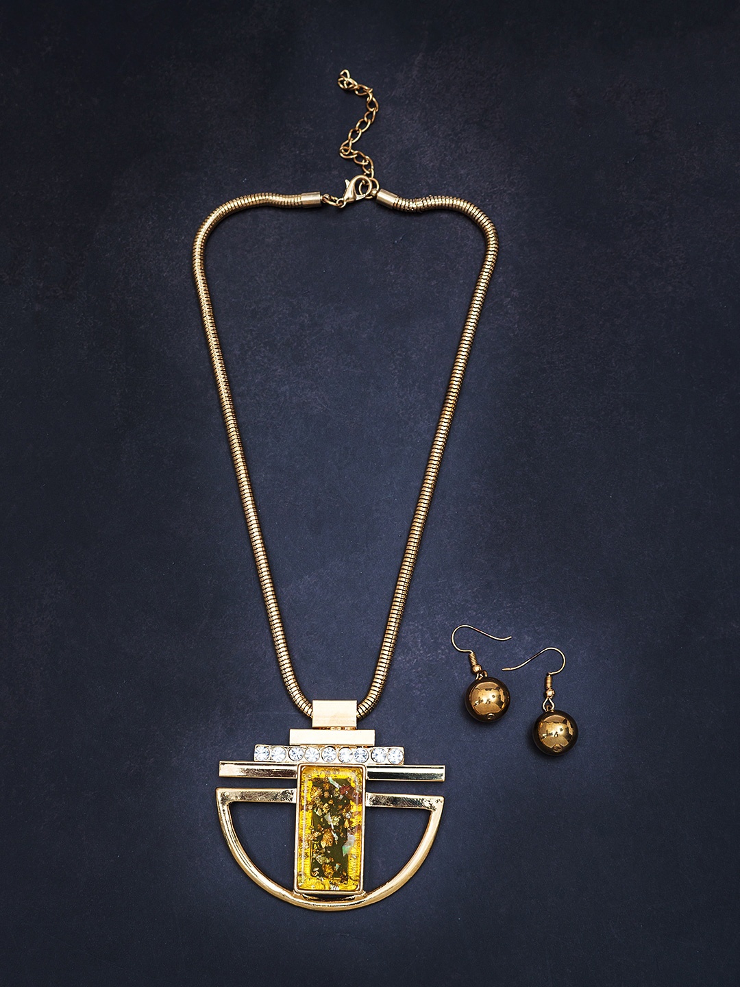 

Golden Peacock Gold-Toned Alloy Necklace with Earrings