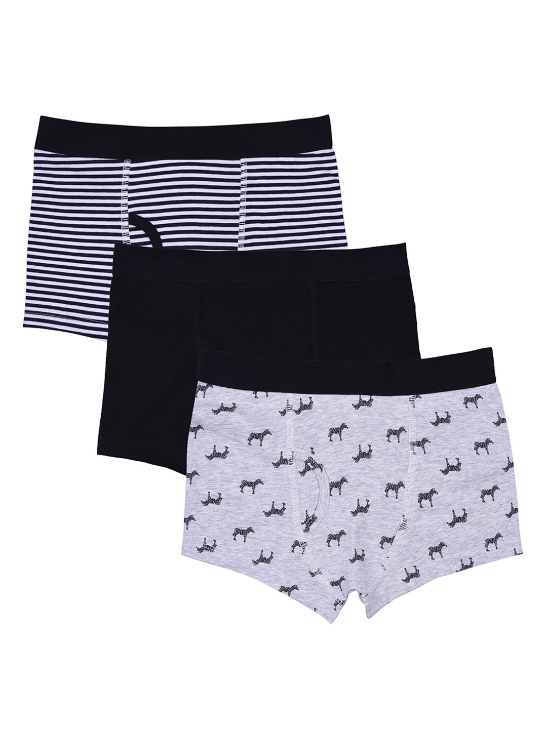 

Charm n Cherish Boys Pack Of 3 Multicoloured Mid-Rise Trunks BWTR1, Grey