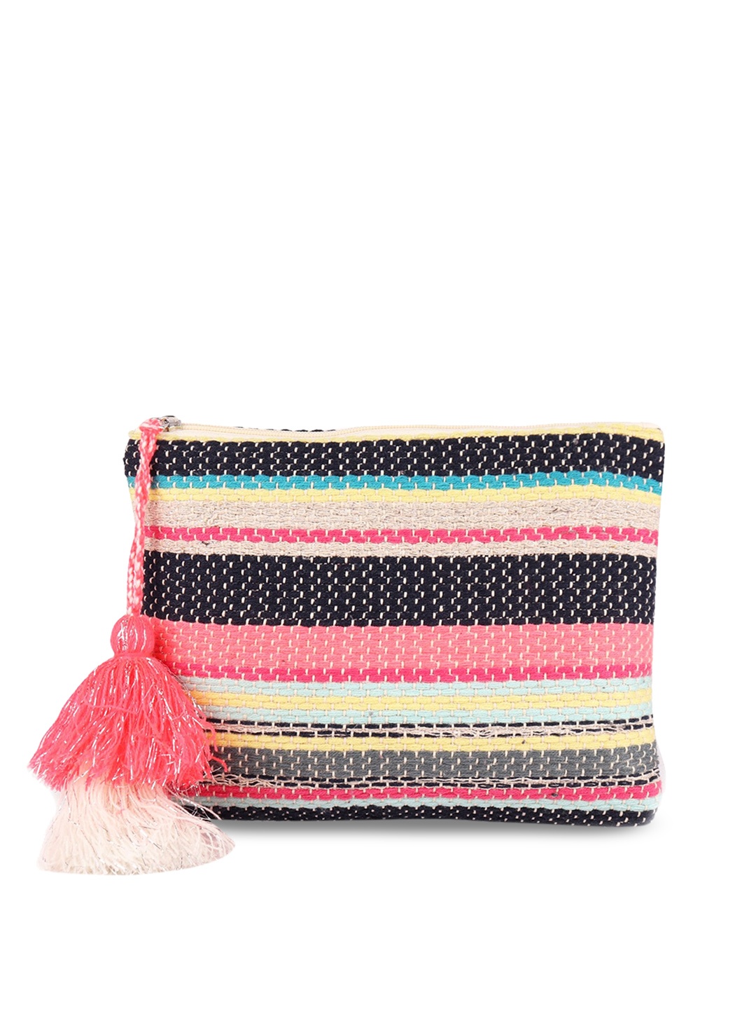 

ASTRID Women Multicolor Cotton Makeup Travel Pouch With Tassels, Multi