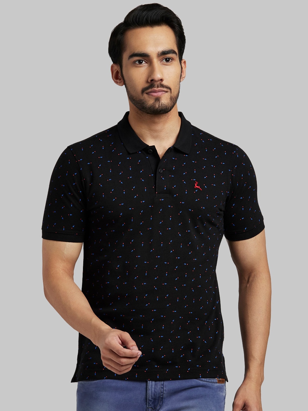 

Parx Men Black Printed Polo Collar Cotton Pure Cotton T-shirt