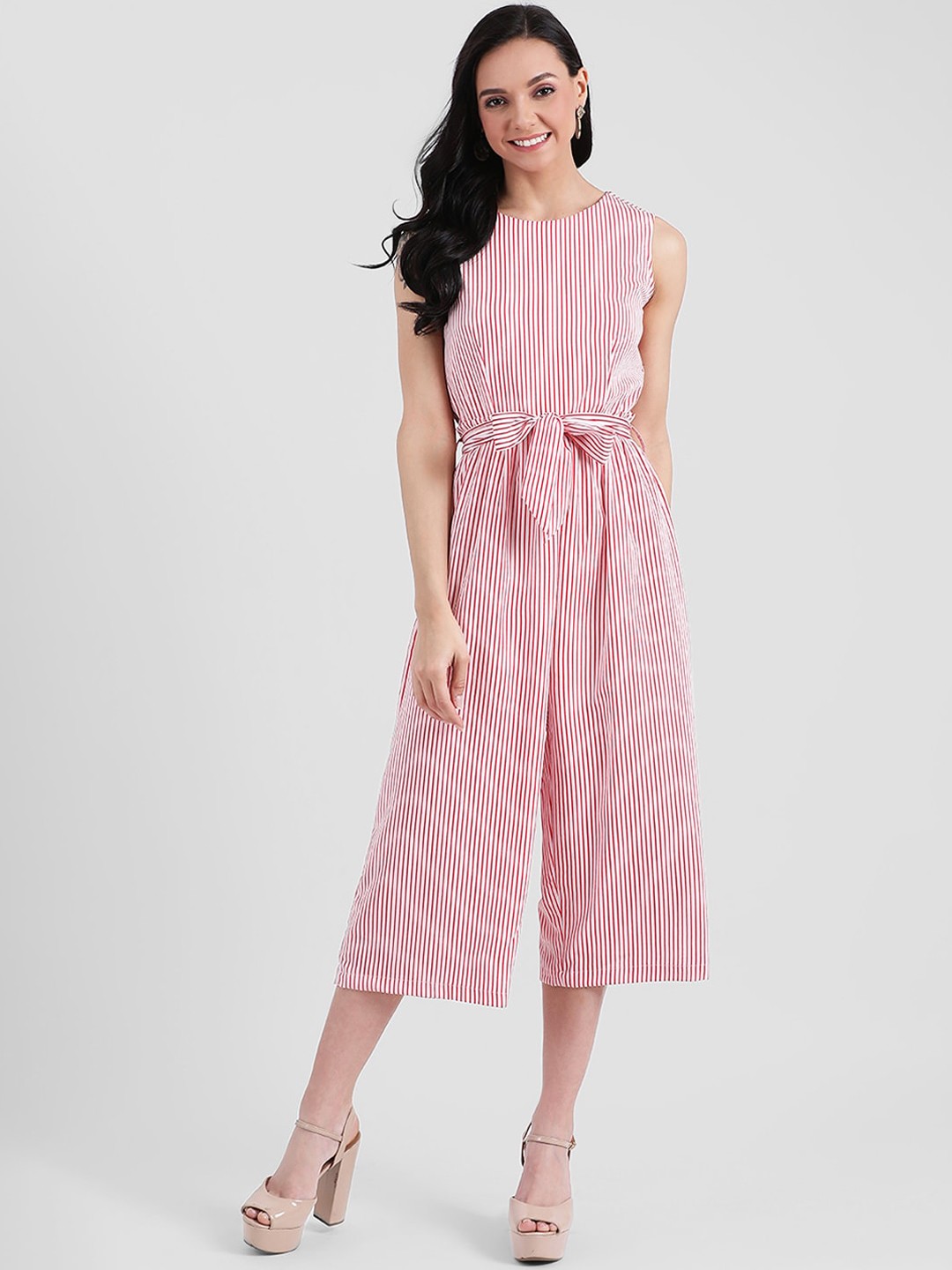 

Zink London Women Red & White Striped Basic Jumpsuit