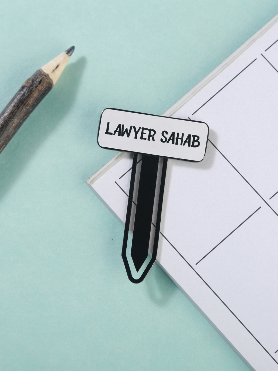

Bigsmall White & Black Lawyer Metallic Bookmark