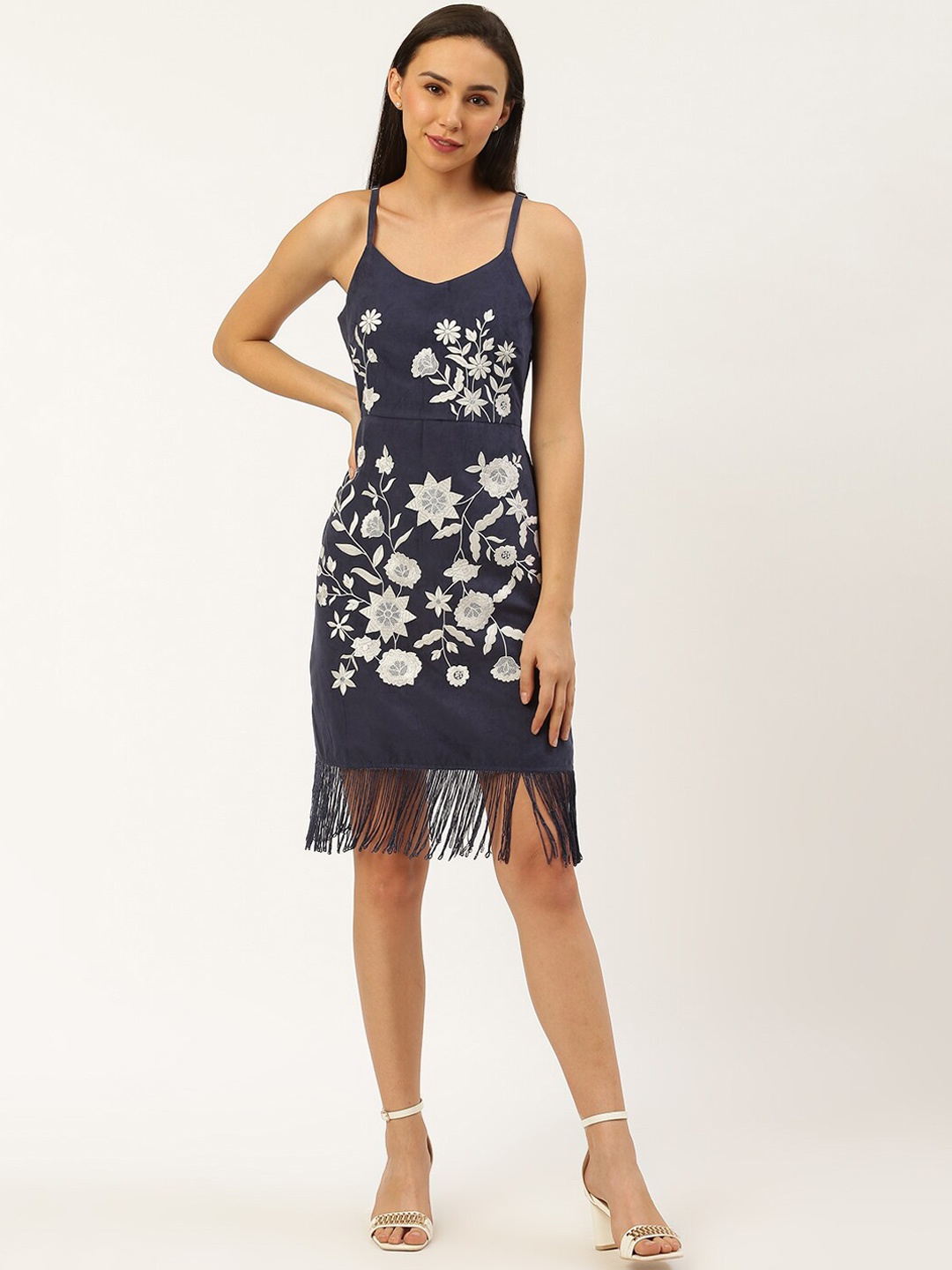 

ZOELLA Women Navy Blue Self Design Sheath Dress