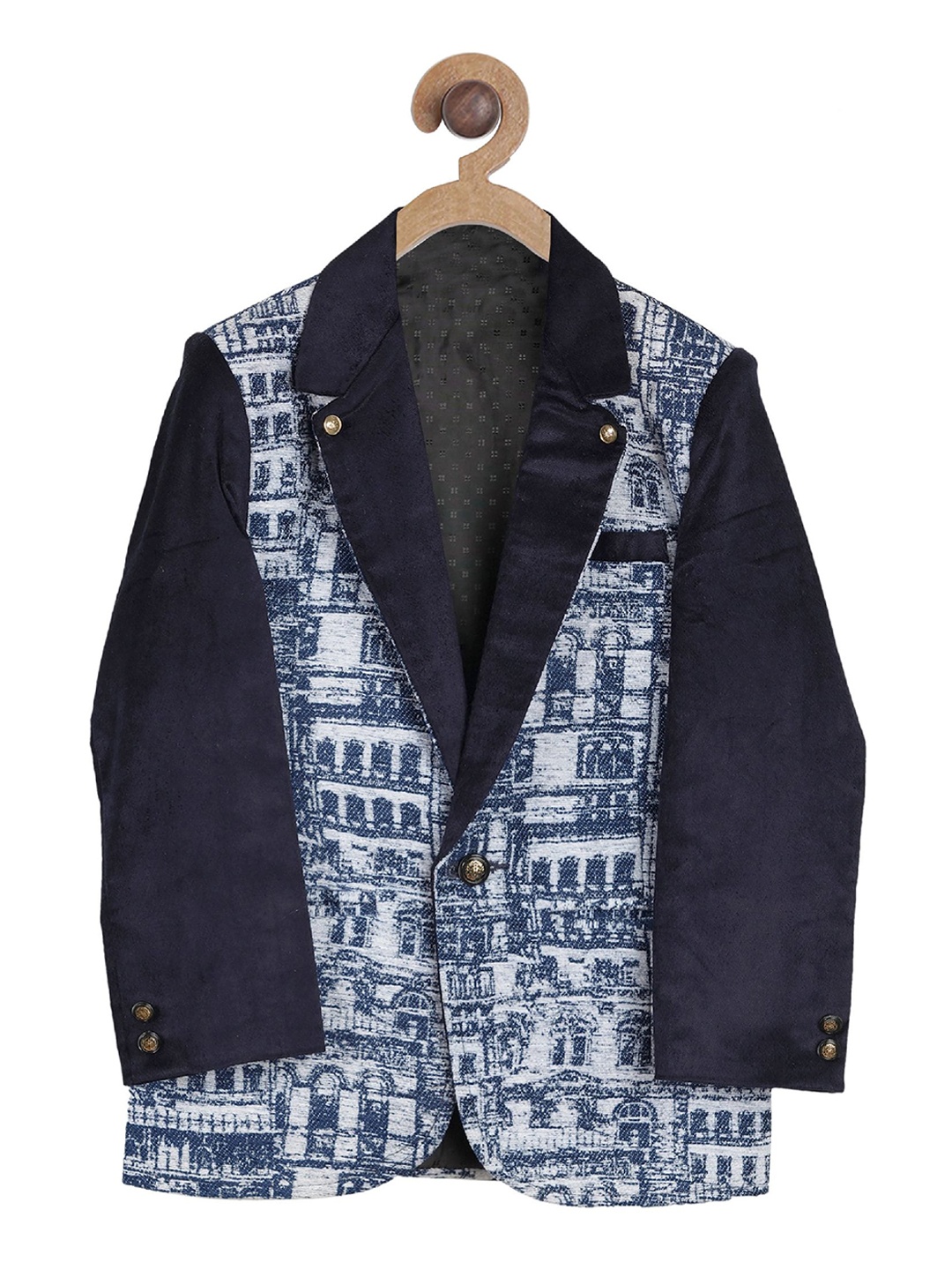 

Actuel Boys Blue & White Printed Blazer With T-Shirt