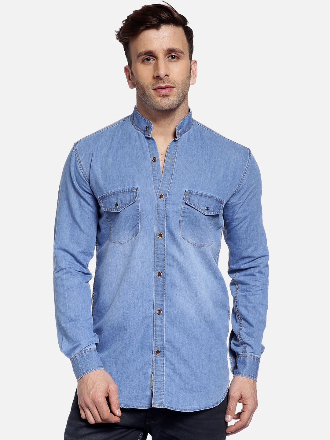 

Hangup Men Blue Regular Fit Solid Casual Shirt