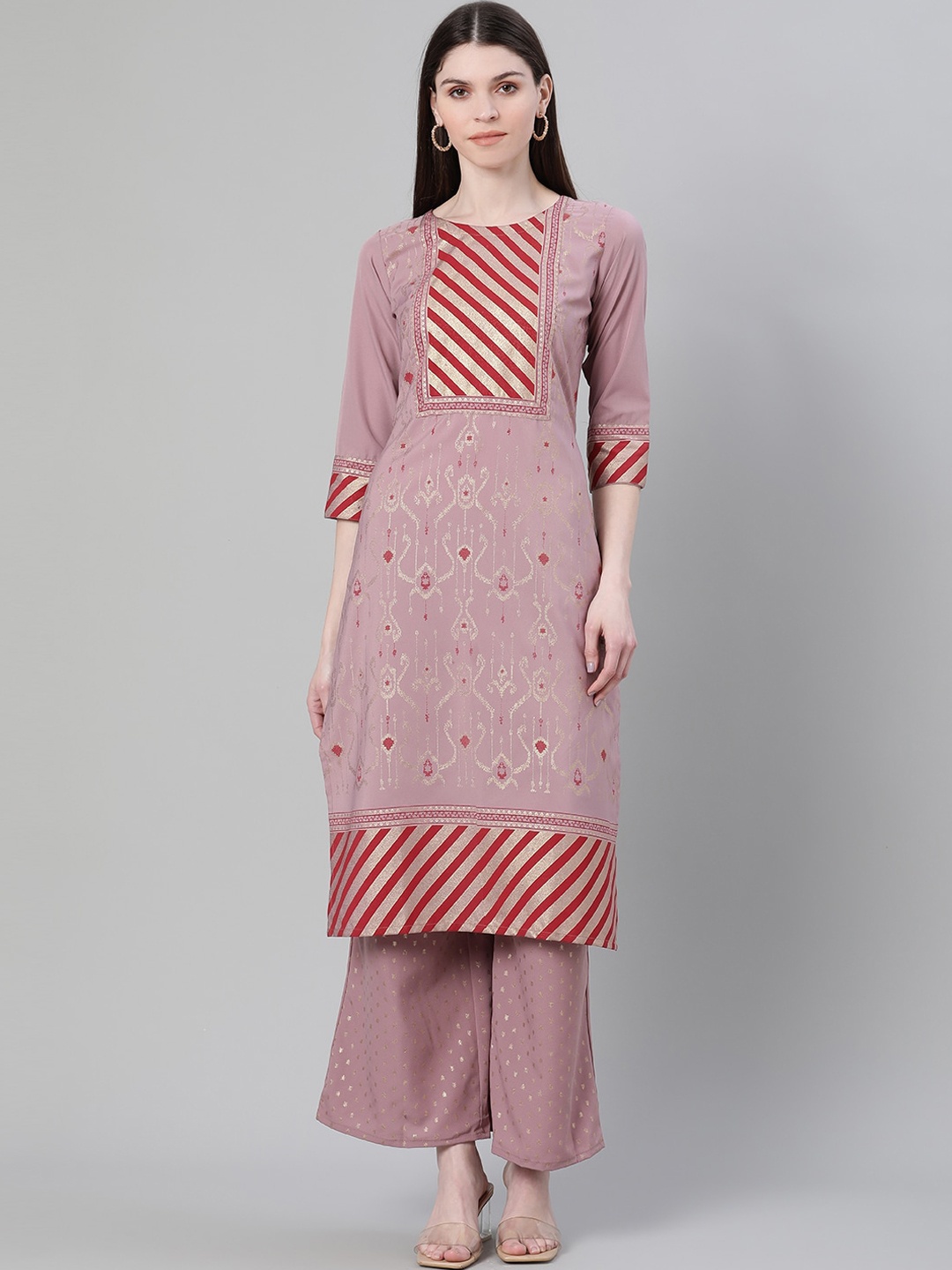 

ZIYAA Women Purple Printed Kurta with Palazzos