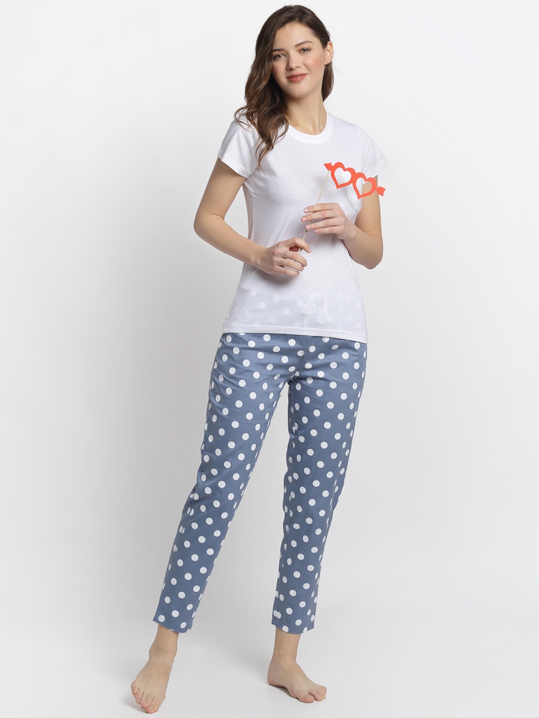 

Boston Club Women Grey & White Printed Night Suit