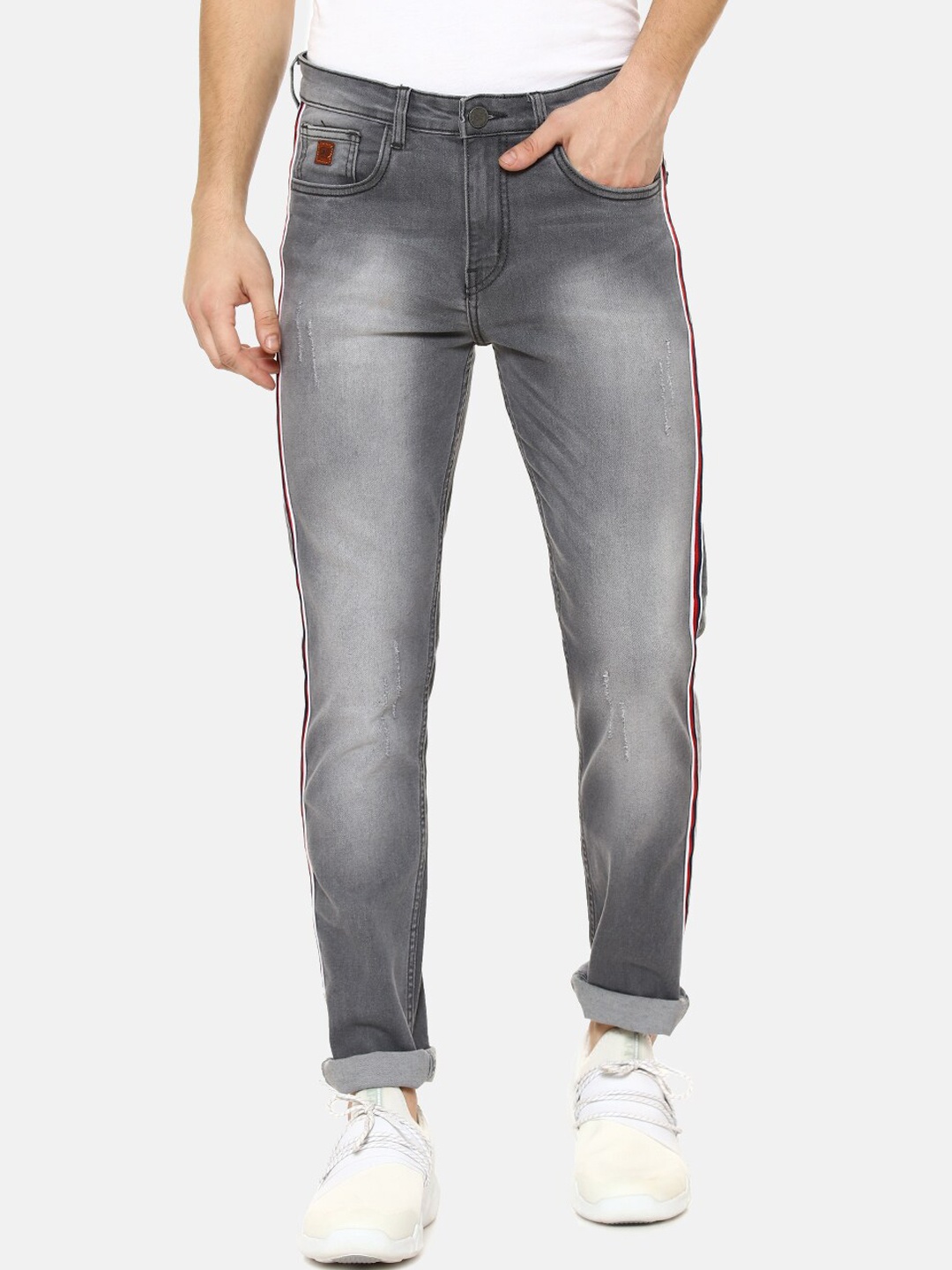 

Campus Sutra Men Grey Slim Fit Mid-Rise Clean Look Jeans
