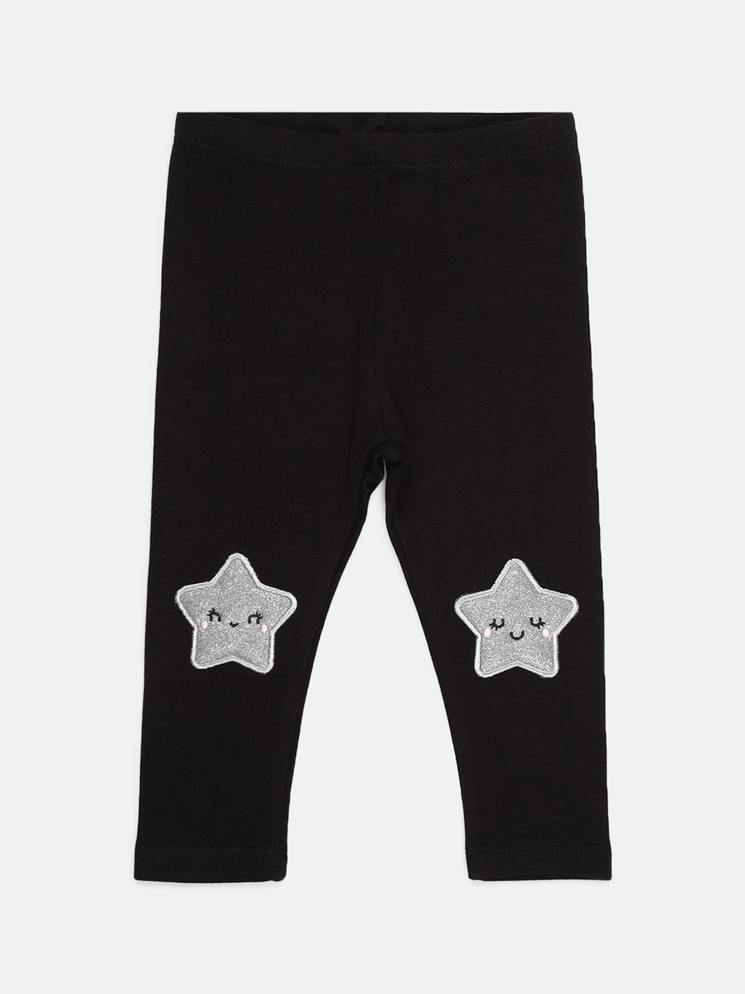 Chicco Infant Girls Black & Grey Solid Ankle-Length Leggings
