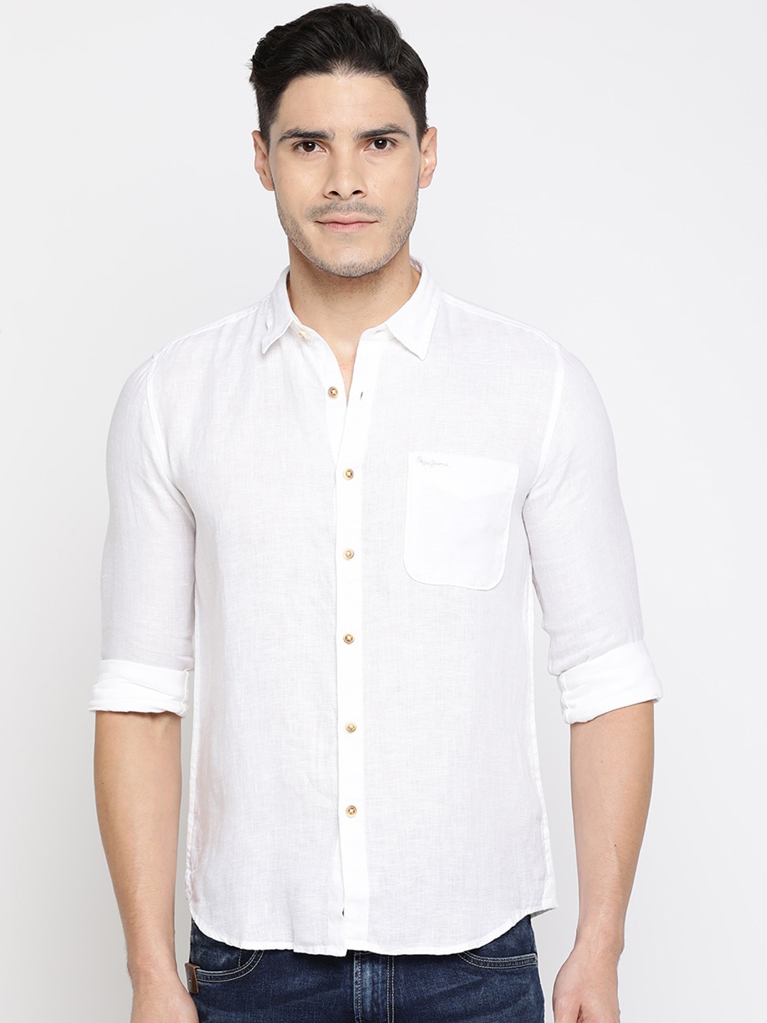

Pepe Jeans Men White Regular Fit Solid Casual Shirt