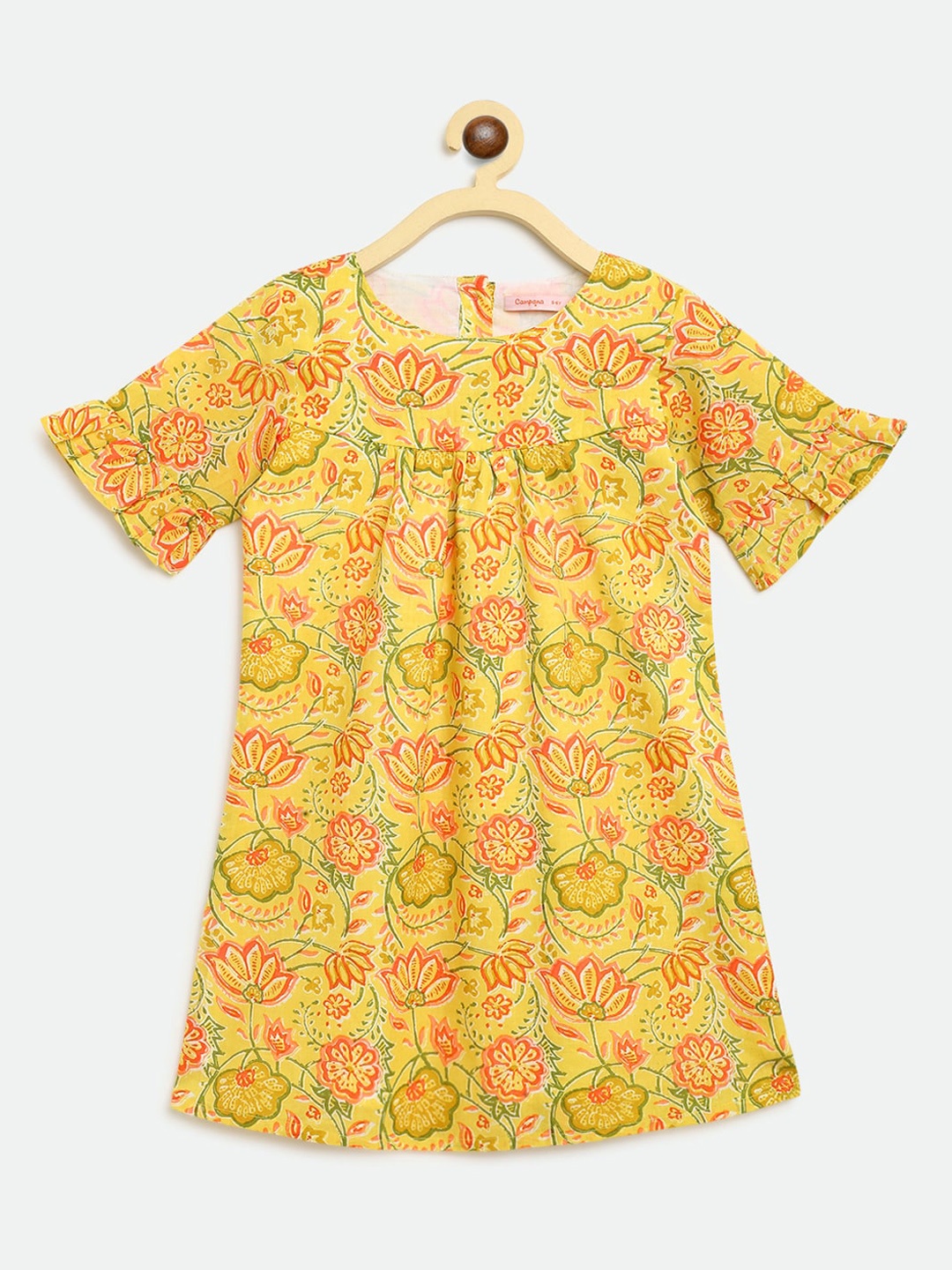 

Campana Girls Lime Green Printed A-Line Dress