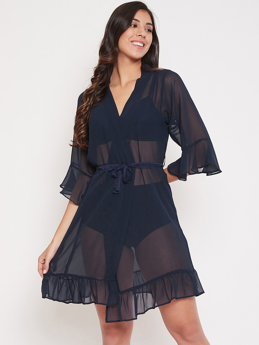 

Clovia Women Navy Blue Solid Robe