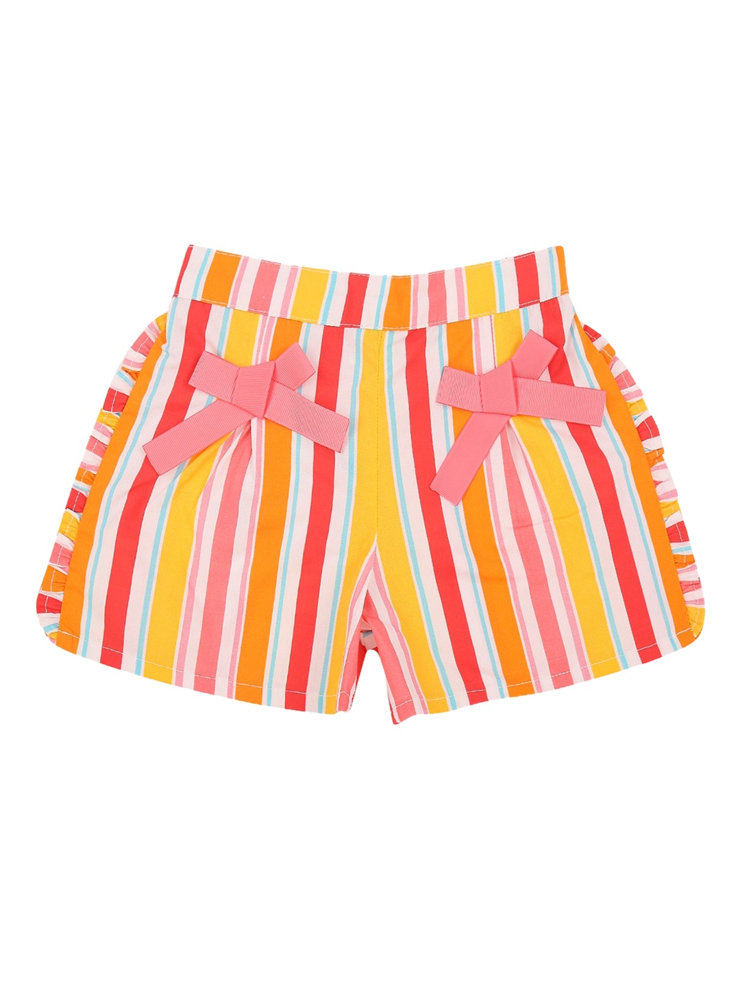 

Pantaloons Baby Girls Multicoloured Striped Regular Fit Regular Shorts, Multi