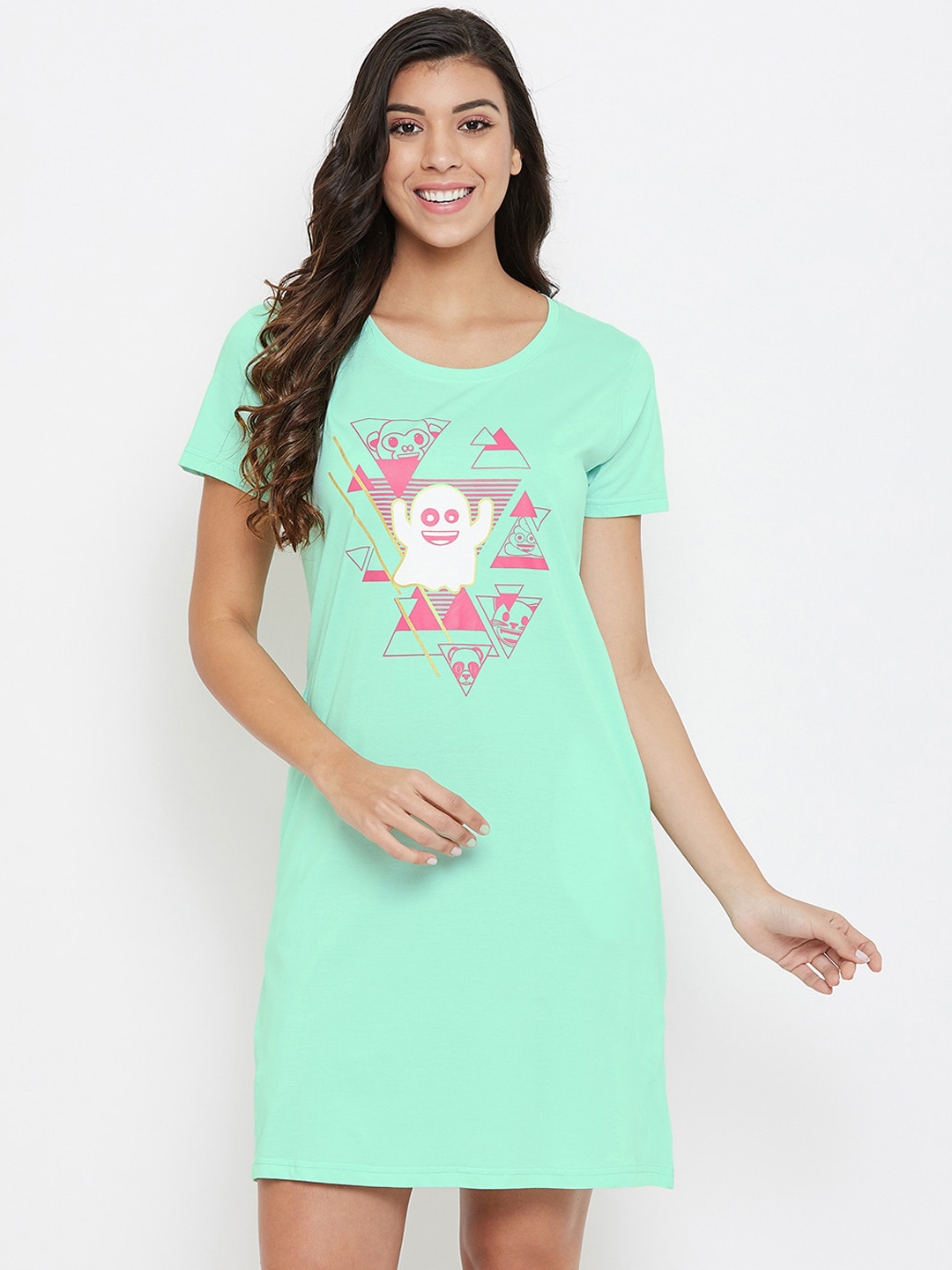 

Clovia Green Printed Nightdress