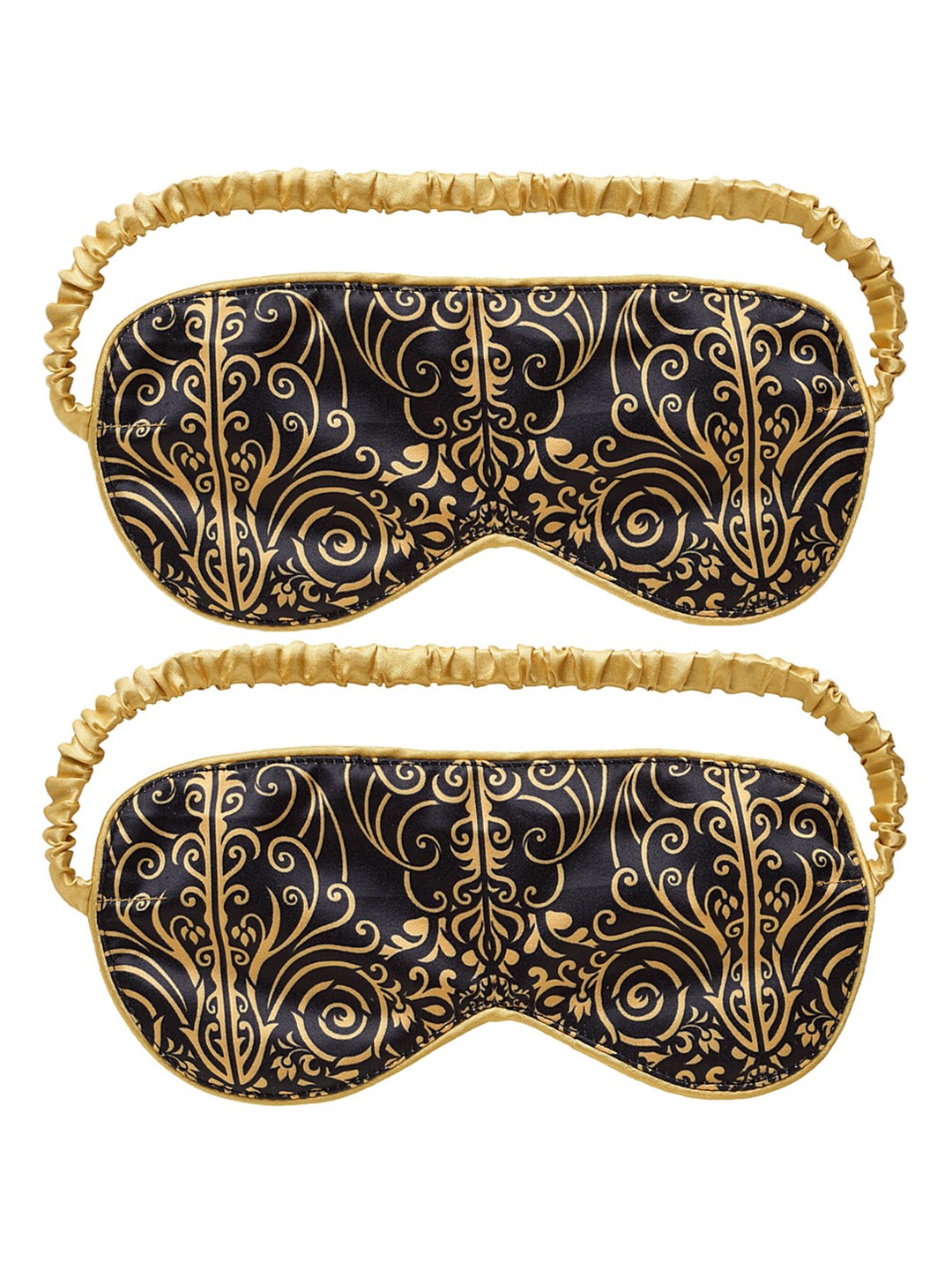 

DECOREALM Unisex Pack Of 2 Black & Beige Printed Travel Eye Masks