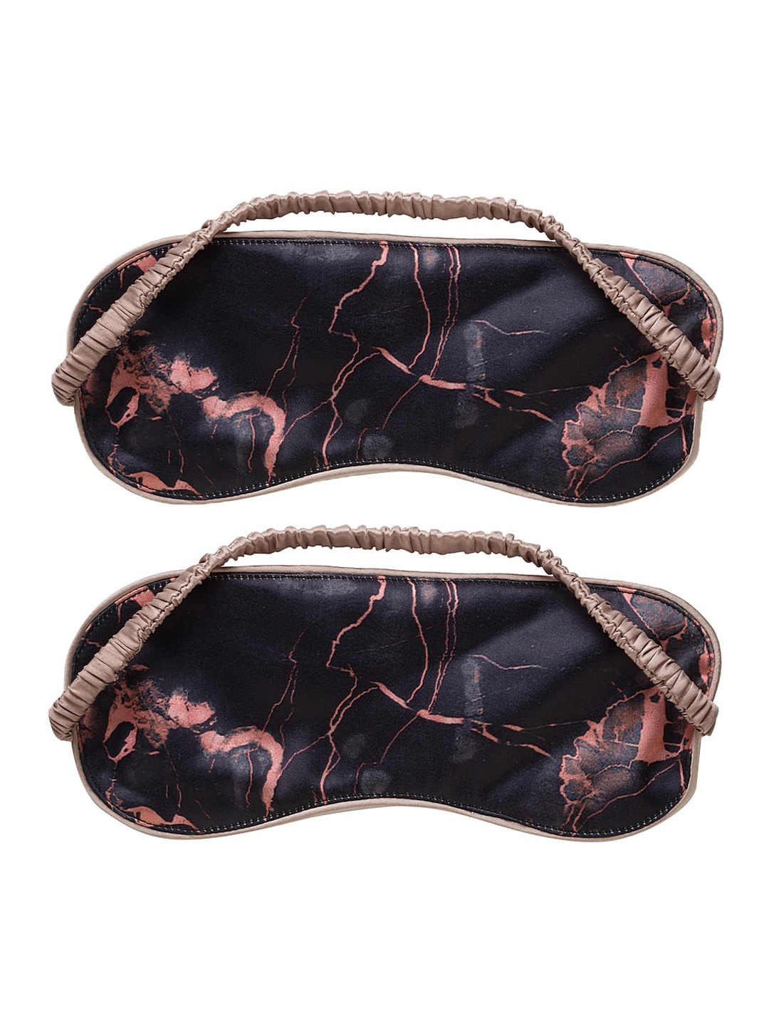 

DECOREALM Unisex Pack Of 2 Black & Pink Printed Travel Eye Masks