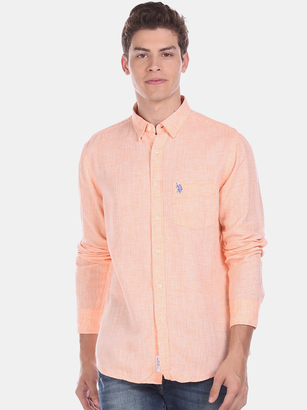 

U.S. Polo Assn. Men Orange Regular Fit Solid Casual Shirt