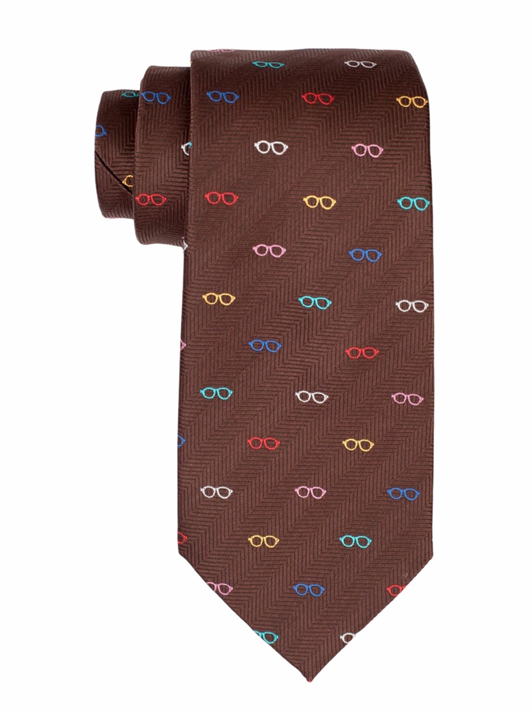 

The Tie Hub Brown & Yellow Woven Design Broad Tie