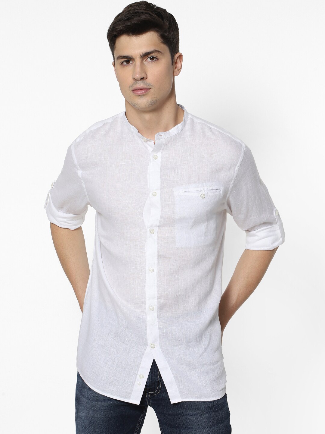 

Celio Men White Regular Fit Solid Pure Linen Casual Shirt
