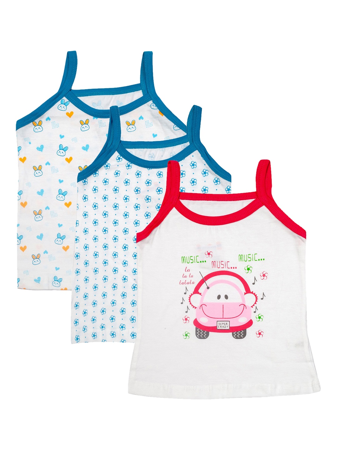 

Zoom Minimondo Girls Pack of 3 Printed Vests, Blue