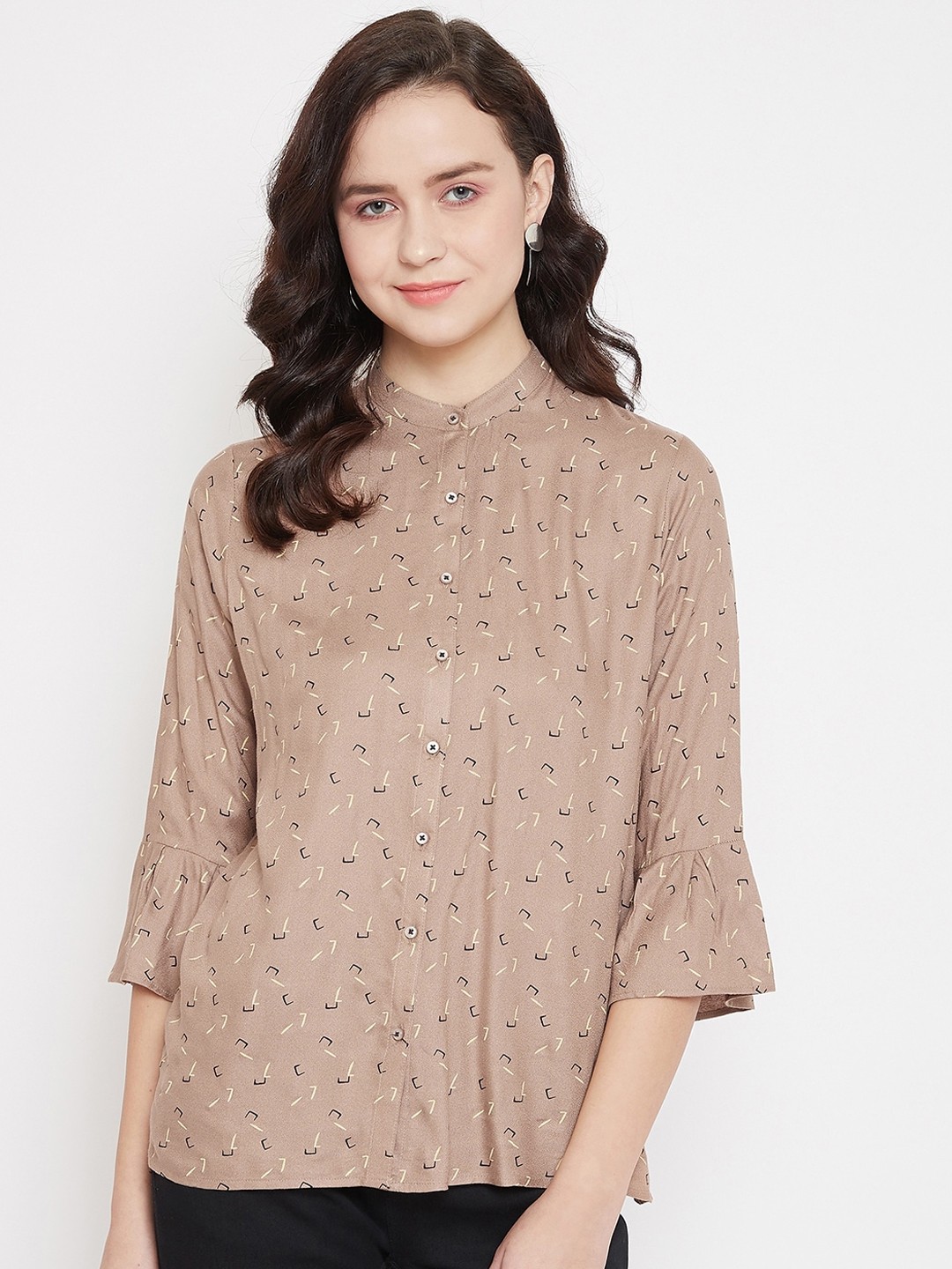 

Crimsoune Club Women Brown Slim Fit Printed Casual Shirt