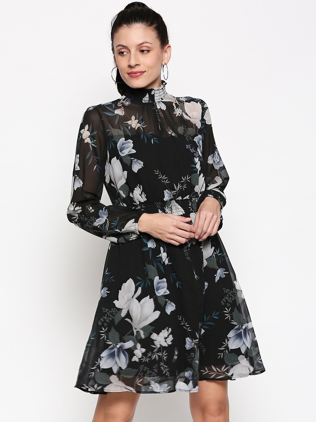 

Forever Glam by Pantaloons Women Black Printed Fit and Flare Dress
