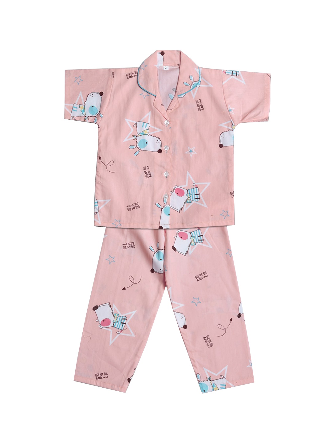 

Wish Karo Girls Pink & White Printed Night Suit