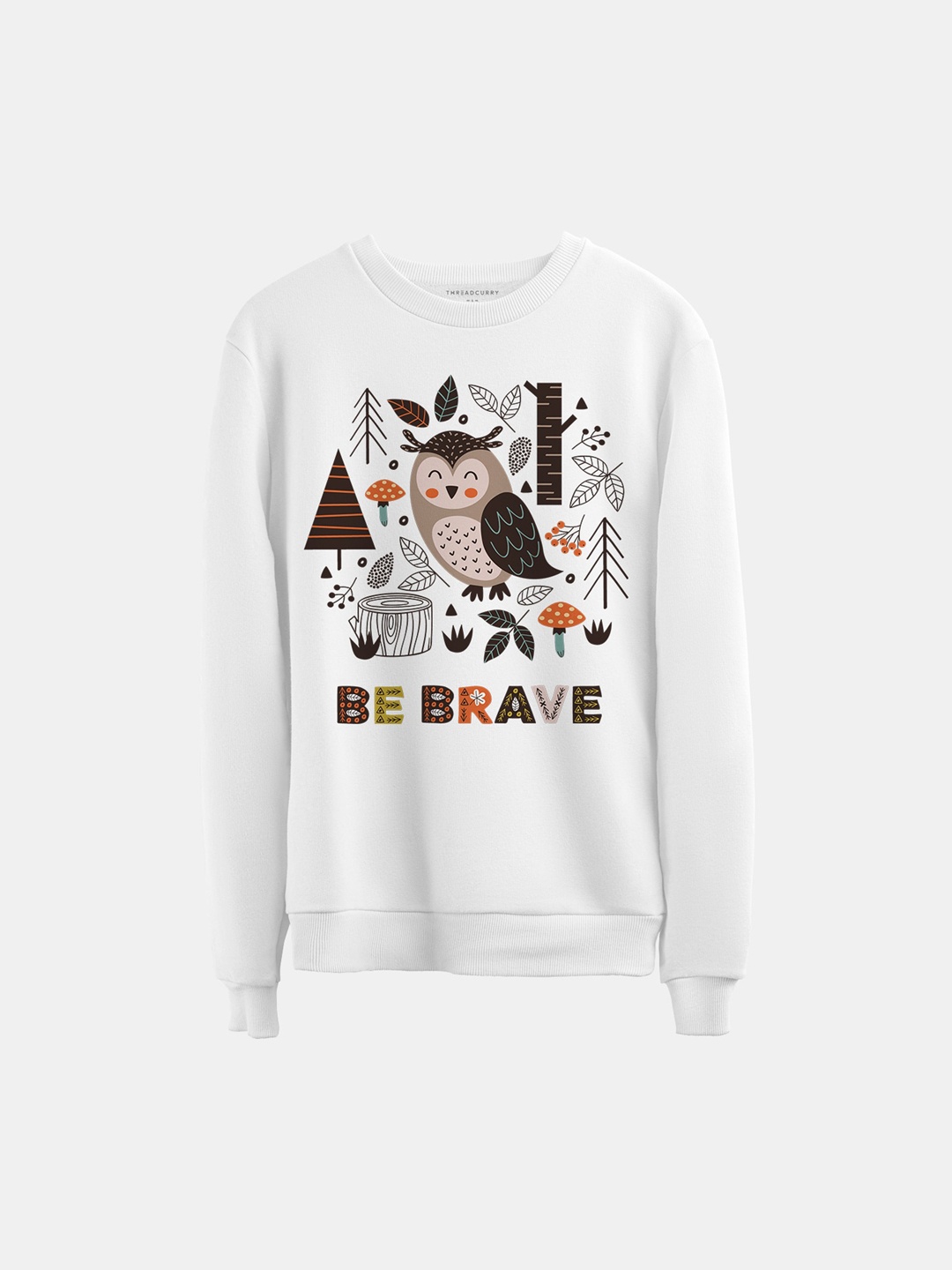 

THREADCURRY Kids White Printed Cotton Sweatshirt