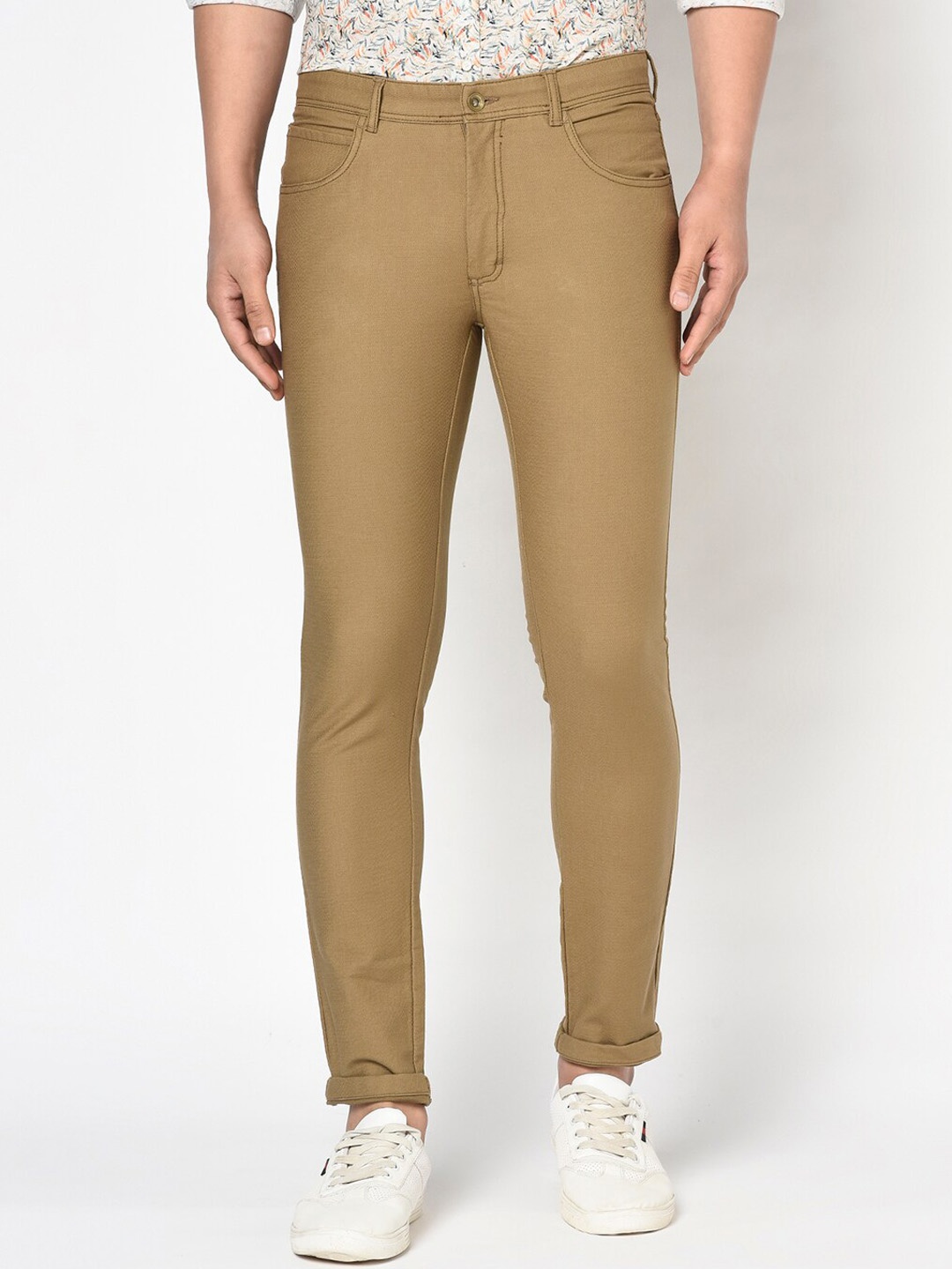 

Blackberrys Men Khaki B5P Slim Fit Solid Regular Trousers