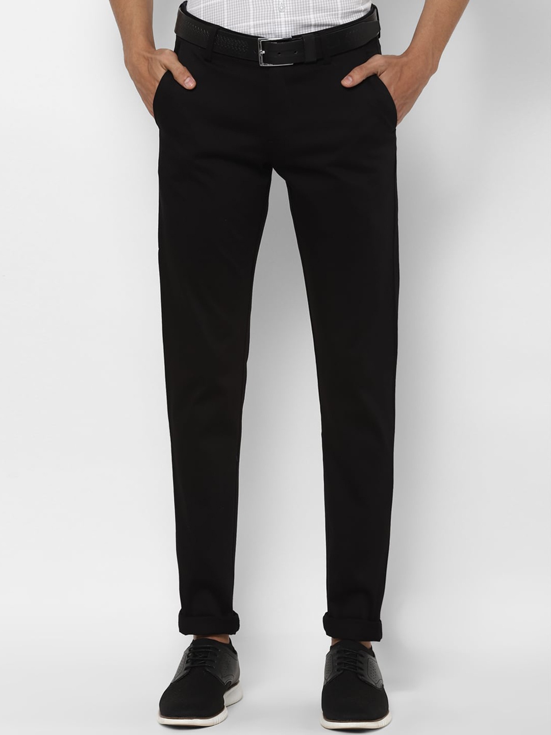 

Allen Solly Men Black Slim Fit Solid Regular Trousers