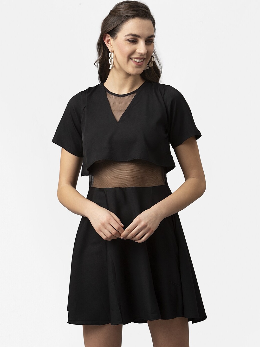

Style Quotient Women Black Solid Fit and Flare Dress