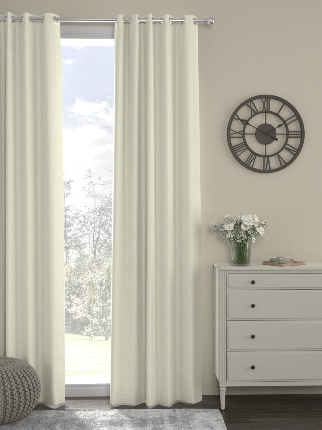 

ROSARA HOME Cream-Coloured Self Design Single Door Curtain