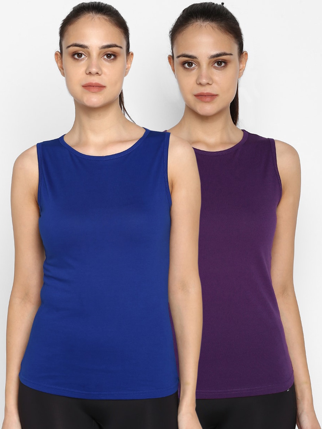 

appulse Women Pack Of 2 Solid Round Neck T-shirt, Multi