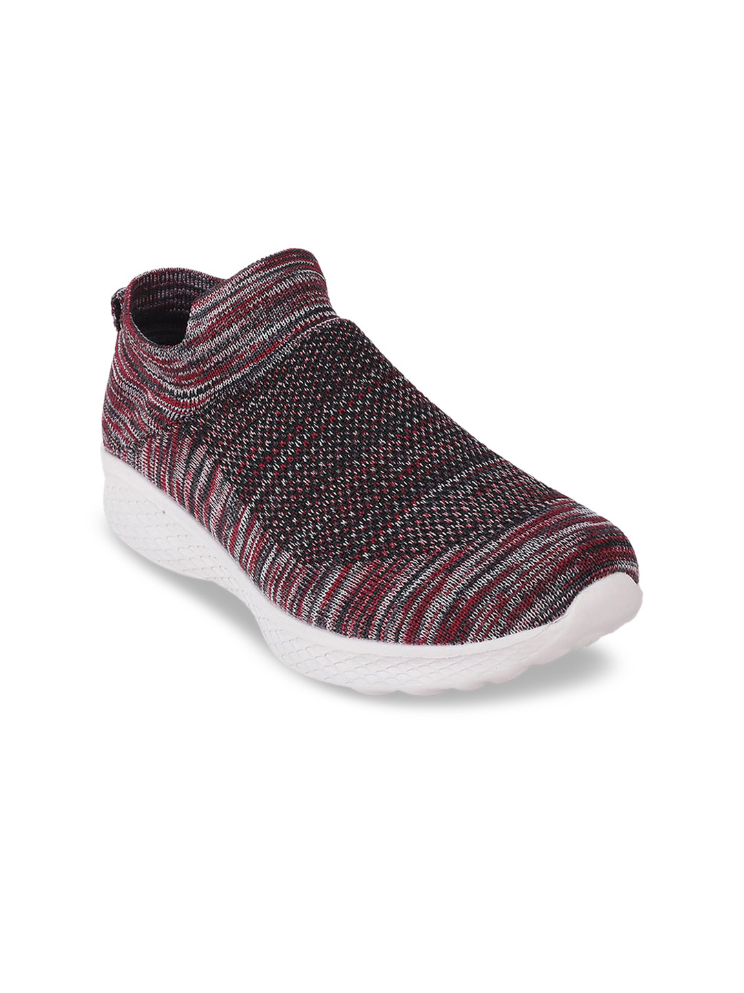 

Metro Women Red & Black Woven Design Slip-On Sneakers