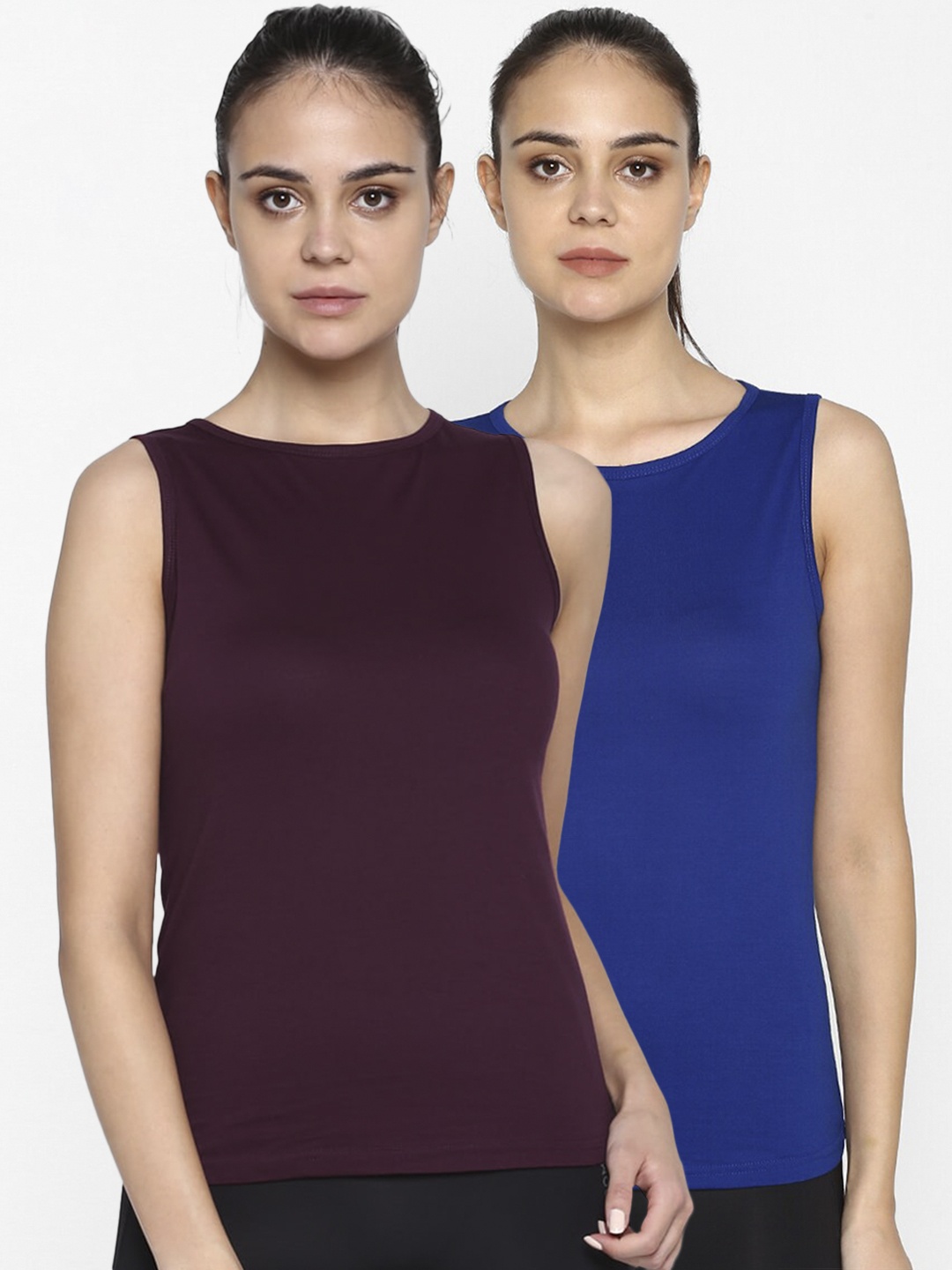 

appulse Women Multicoloured Pack of 2 Solid Round Neck T-shirt, Multi