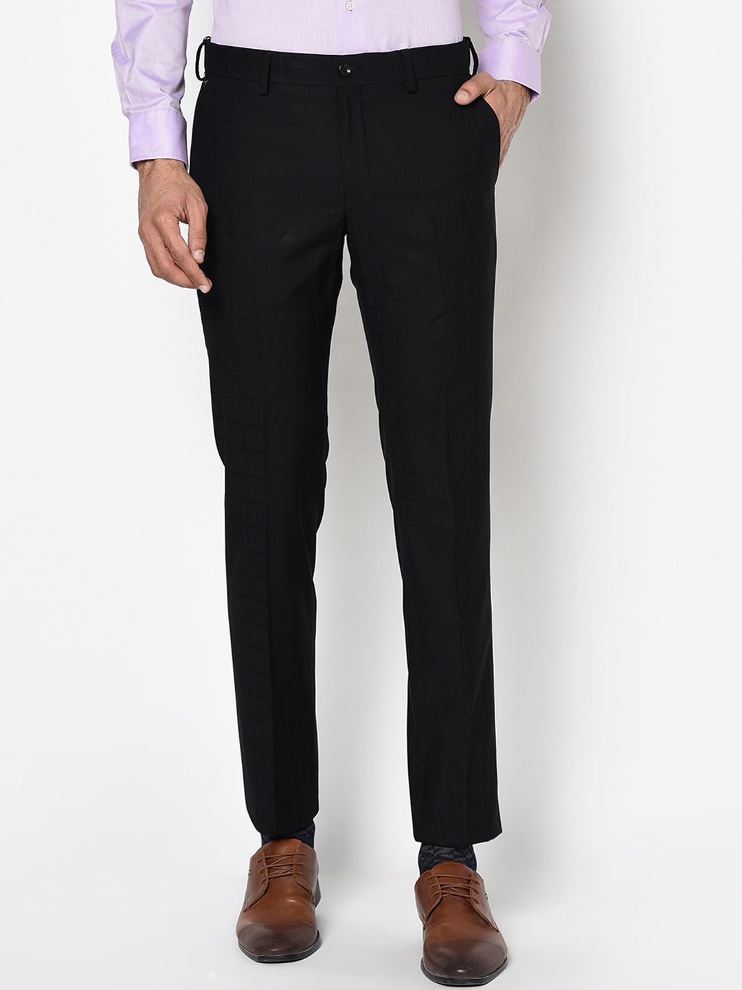 

Blackberrys Men Black B-95 Slim Fit Solid Formal Trousers