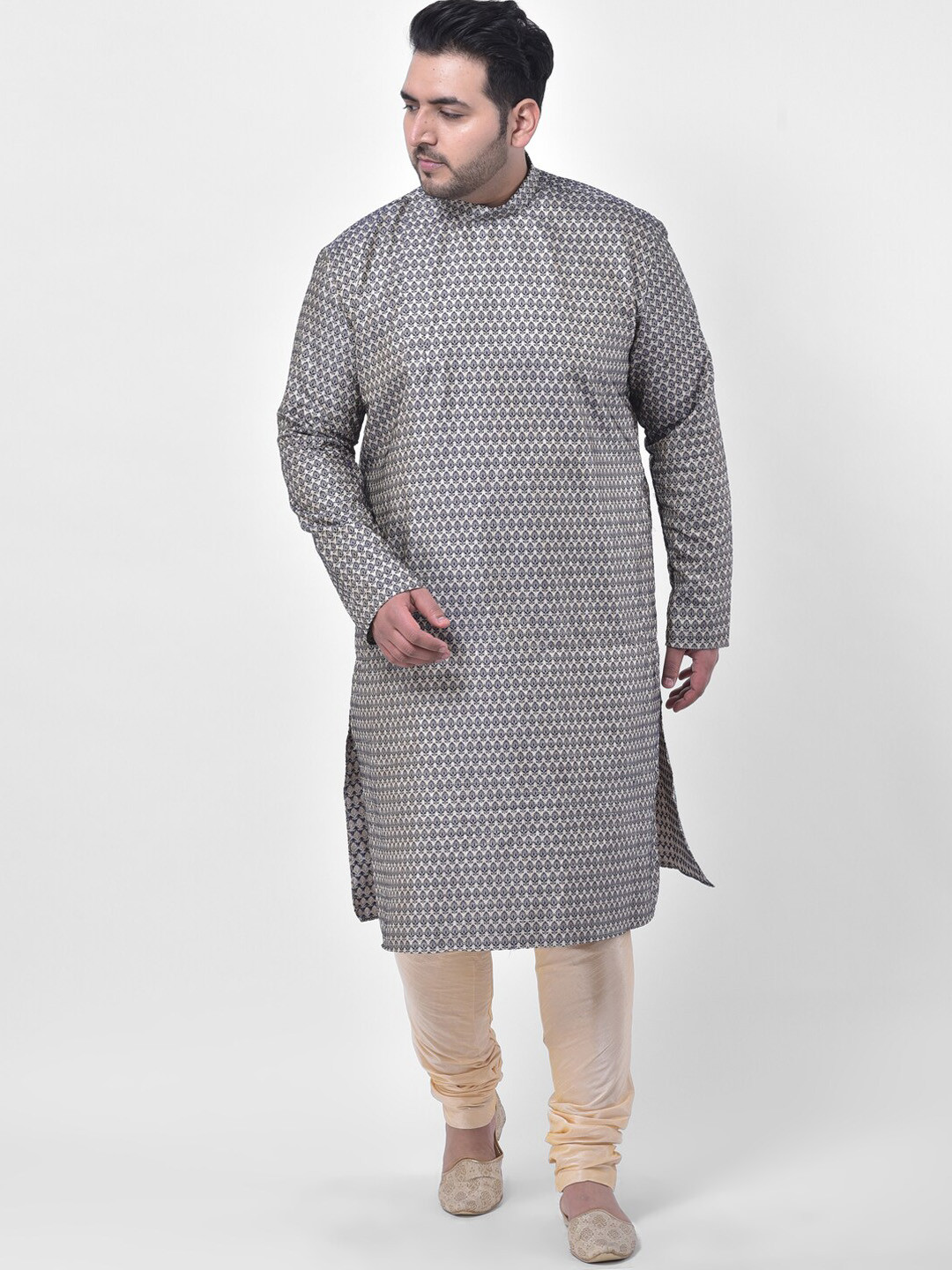 

DEYANN PLUS Men Navy Blue Ethnic Motifs Straight Kurta